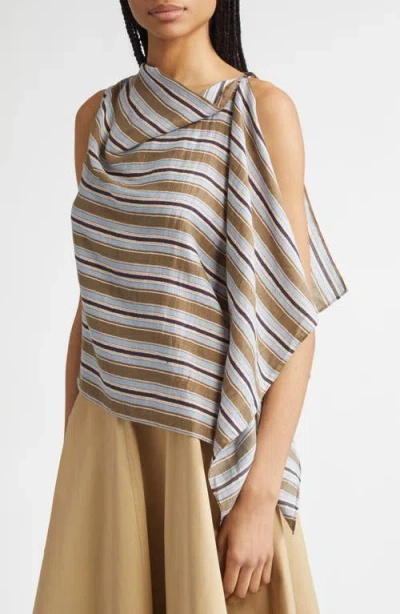 A.l.c . Lota Stripe Side Drape Sleeveless Top In Gray