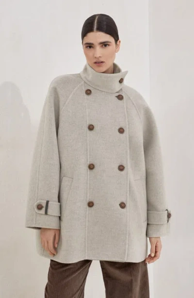 Brunello Cucinelli Hand-finished Caban Jacket In Gray