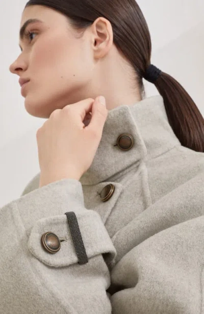 Brunello Cucinelli Hand-finished Caban Jacket In Gray