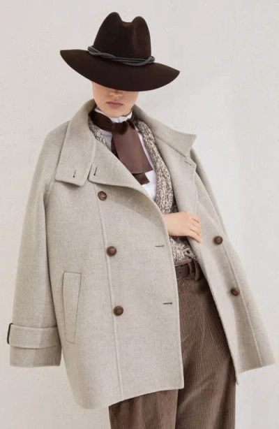 Brunello Cucinelli Hand-finished Caban Jacket In Gray