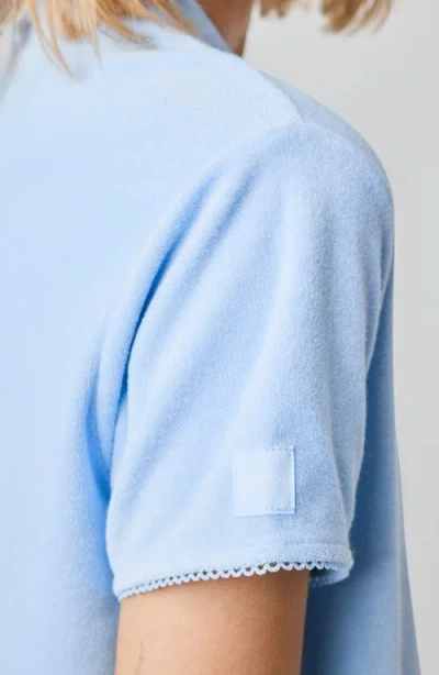 Florence By Mills Terry Cloth Crop Snap-up Shirt In Blue