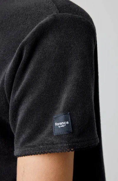 Florence By Mills Terry Cloth Crop Snap-up Shirt In Black