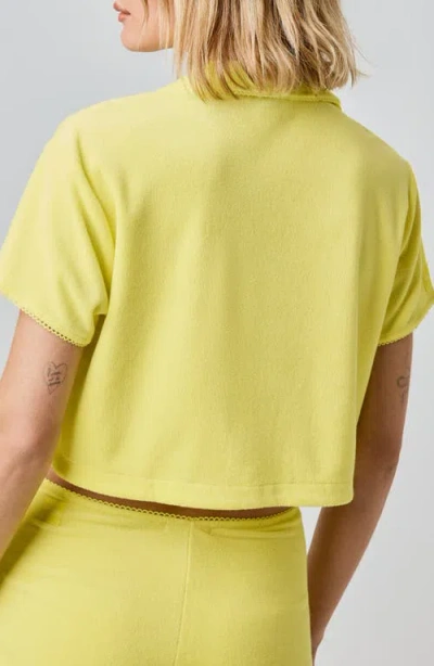 Florence By Mills Terry Cloth Crop Snap-up Shirt In Yellow