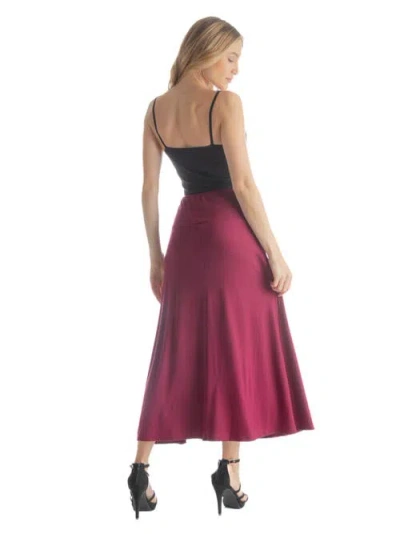 24seven Comfort Apparel Elastic Waist Maxi Skirt In Burgundy