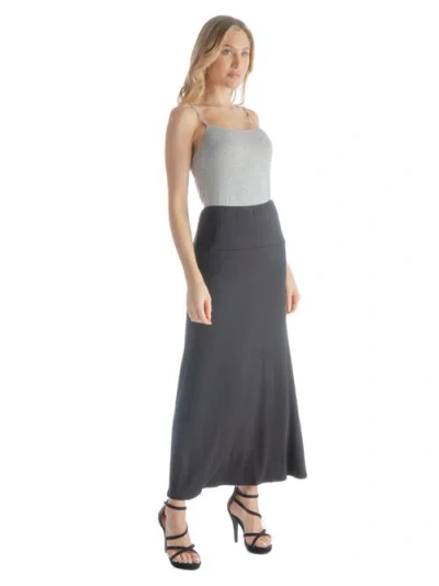 24seven Comfort Apparel Elastic Waist Maxi Skirt In Black