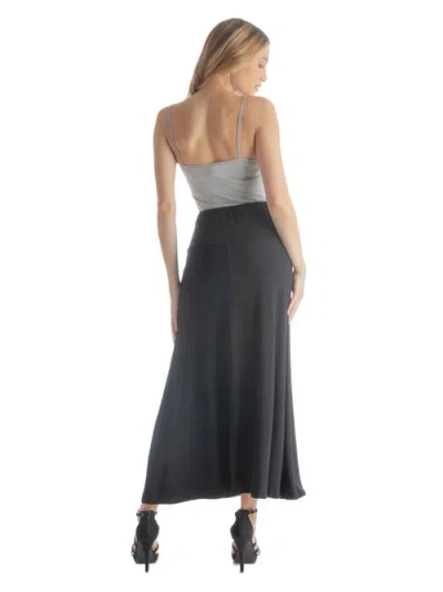 24seven Comfort Apparel Elastic Waist Maxi Skirt In Black