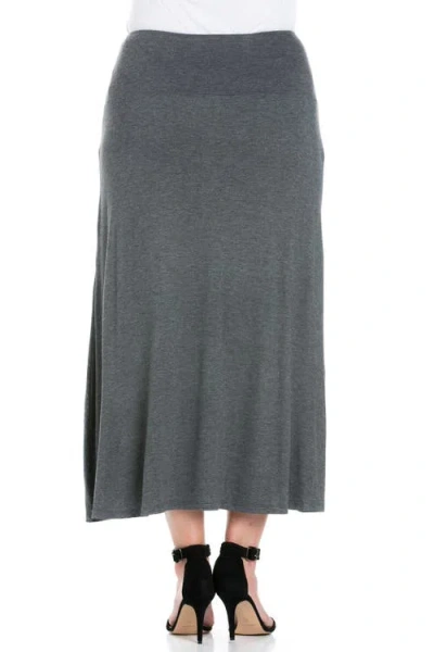 24seven Comfort Apparel Elastic Waist Maxi Skirt In Gray
