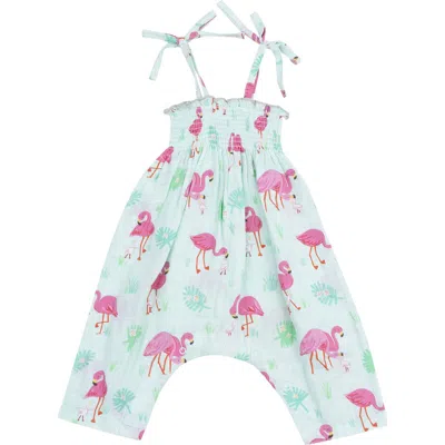 Angel Dear Smocked Bodice Romper In Green