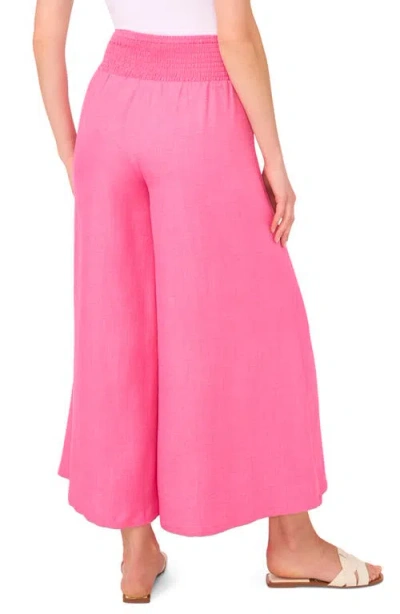 Vince Camuto Smocked Waist Crop Wide Leg Pants In Pink
