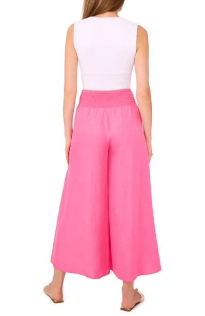 Vince Camuto Smocked Waist Crop Wide Leg Pants In Pink