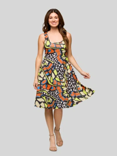 24seven Comfort Apparel Maternity Butterfly Print Sleeveless Knee Length Tank Swing Dress In Multi