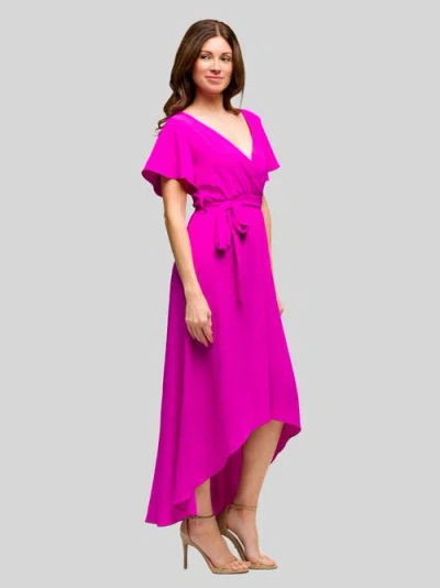 24seven Comfort Apparel V-neck Sleeveless Maxi Dress With Belt In Pink