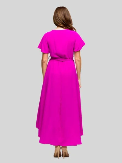 24seven Comfort Apparel V-neck Sleeveless Maxi Dress With Belt In Pink
