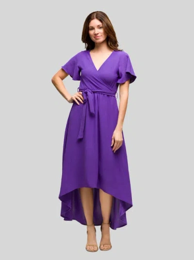 24seven Comfort Apparel V-neck Sleeveless Maxi Dress With Belt In Purple