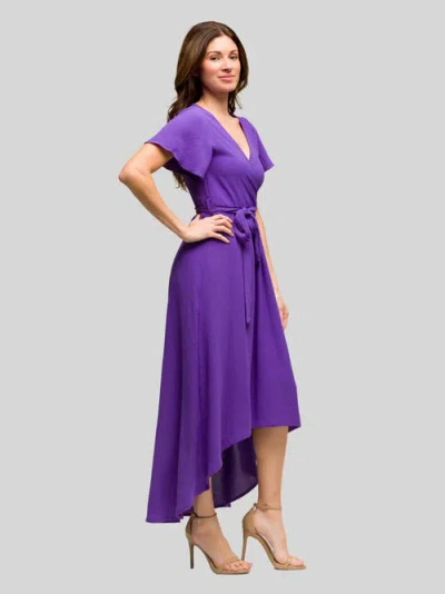 24seven Comfort Apparel V-neck Sleeveless Maxi Dress With Belt In Purple