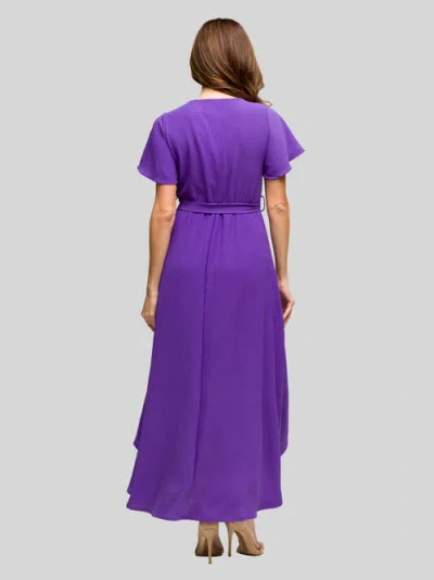 24seven Comfort Apparel V-neck Sleeveless Maxi Dress With Belt In Purple