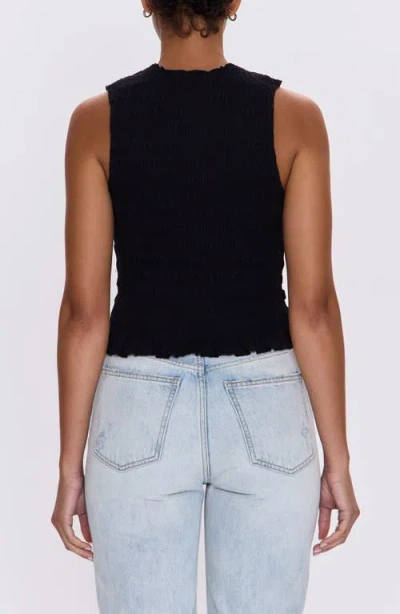 Pistola Phoebe Sleeveless Smocked Stretch Cotton Tank In Black