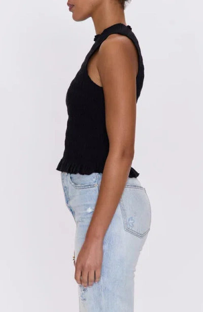 Pistola Phoebe Sleeveless Smocked Stretch Cotton Tank In Black