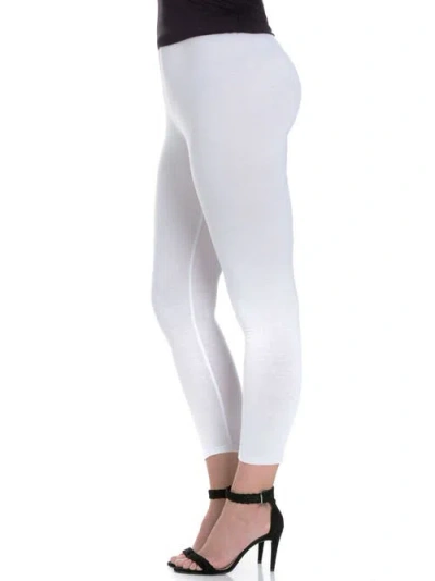 24seven Comfort Apparel Plus Size Comfortable Ankle Length Leggings In White