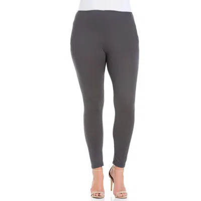 24seven Comfort Apparel Plus Size Comfortable Ankle Length Leggings In Gray
