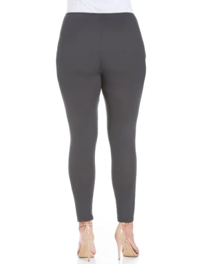 24seven Comfort Apparel Plus Size Comfortable Ankle Length Leggings In Gray