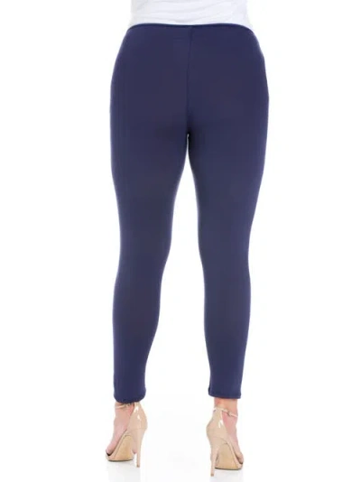 24seven Comfort Apparel Stretch Ankle Length Leggings In Blue