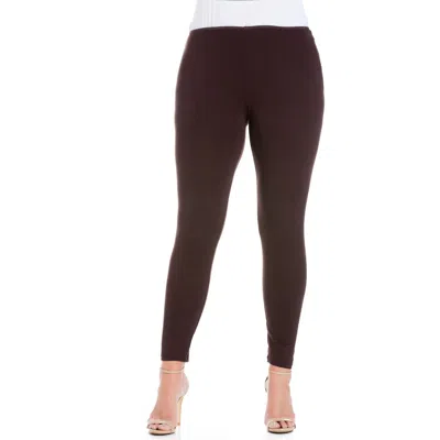24seven Comfort Apparel Plus Size Comfortable Ankle Length Leggings In Brown