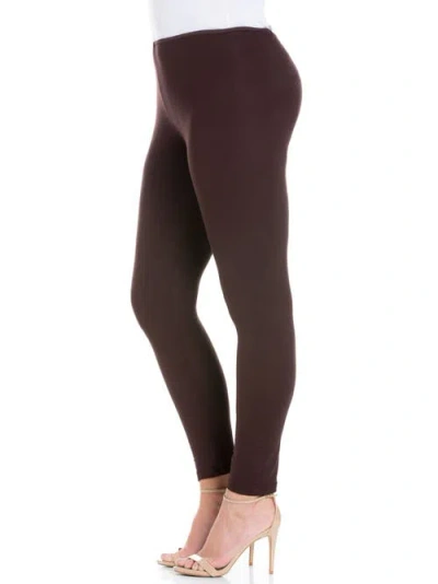24seven Comfort Apparel Plus Size Comfortable Ankle Length Leggings In Brown