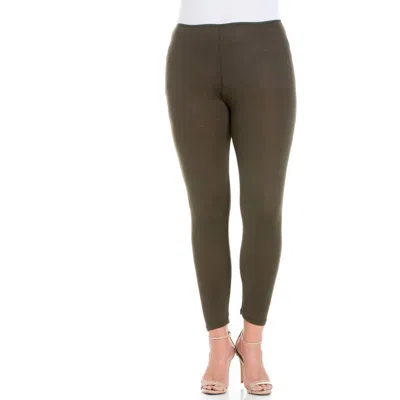 24seven Comfort Apparel Plus Size Comfortable Ankle Length Leggings In Green