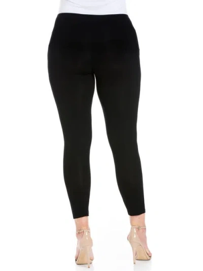 24seven Comfort Apparel Plus Size Comfortable Ankle Length Leggings In Black