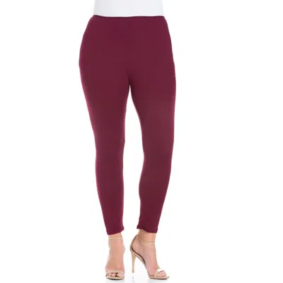 24seven Comfort Apparel Stretch Ankle Length Leggings In Burgundy