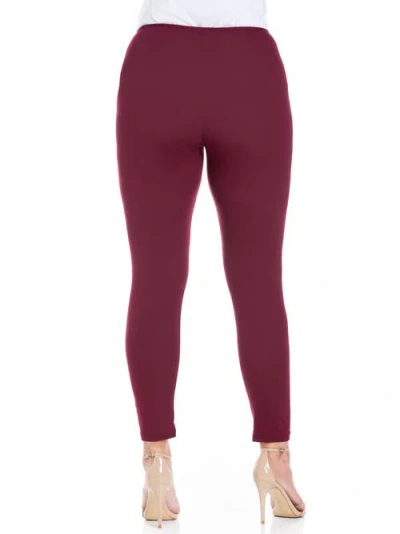 24seven Comfort Apparel Stretch Ankle Length Leggings In Burgundy
