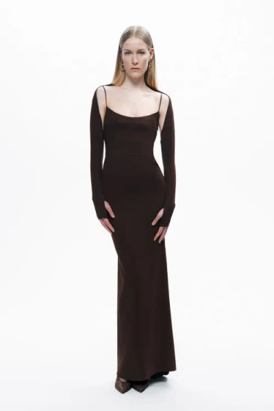 Nocturne Maxi Dress With Glove Accessory In Black