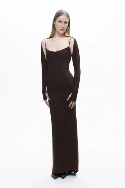Nocturne Maxi Dress With Glove Accessory In Black