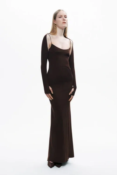 Nocturne Maxi Dress With Glove Accessory In Black