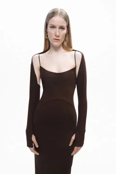 Nocturne Maxi Dress With Glove Accessory In Black