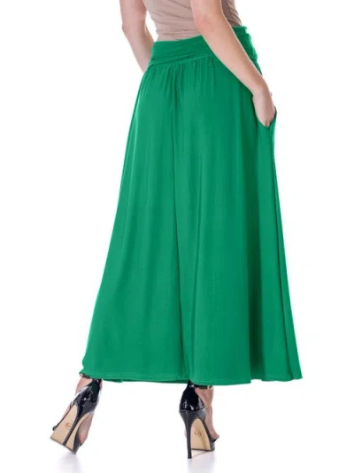 24seven Comfort Apparel Foldover Maxi Skirt With Pockets In Green