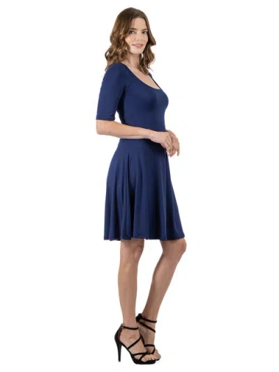 24seven Comfort Apparel 24seven Comfort Petite Apparel A Line Knee Length Dress Elbow Length Sleeves