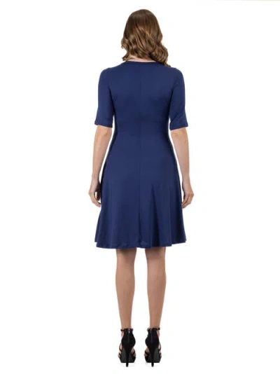 24seven Comfort Apparel 24seven Comfort Petite Apparel A Line Knee Length Dress Elbow Length Sleeves