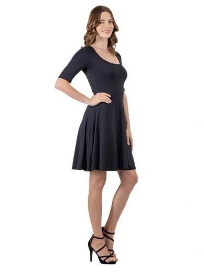 24seven Comfort Apparel 24seven Comfort Petite Apparel A Line Knee Length Dress Elbow Length Sleeves