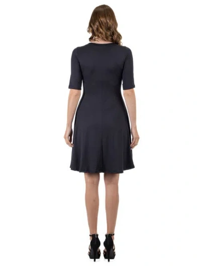 24seven Comfort Apparel 24seven Comfort Petite Apparel A Line Knee Length Dress Elbow Length Sleeves