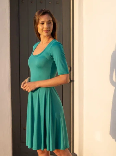 24seven Comfort Apparel 24seven Comfort Petite Apparel A Line Knee Length Dress Elbow Length Sleeves