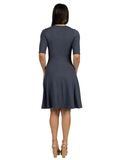 24seven Comfort Apparel A Line Knee Length Elbow Length Sleeves Dress In Multi