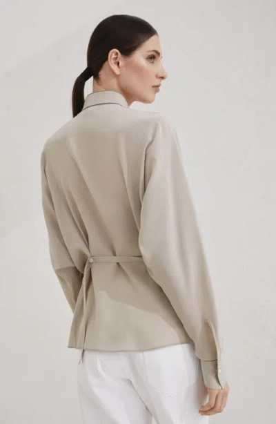 Brunello Cucinelli Crepe De Chine Shirt In Gray