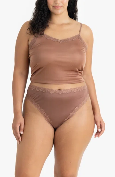Uwila Warrior Soft Silk Thong Underwear In Brown