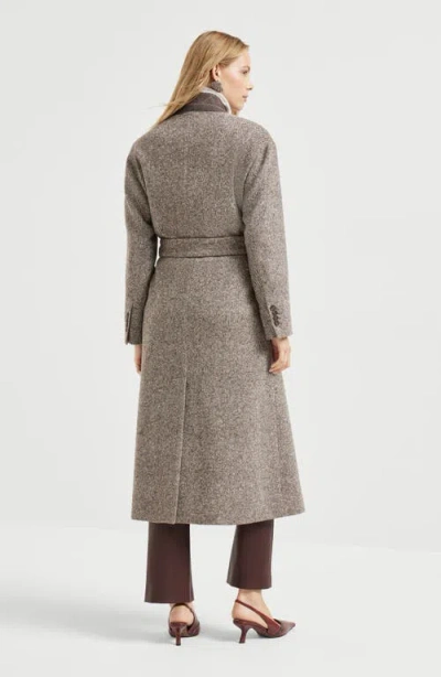 Brunello Cucinelli Coat With Monili In Brown