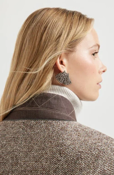 Brunello Cucinelli Coat With Monili In Brown
