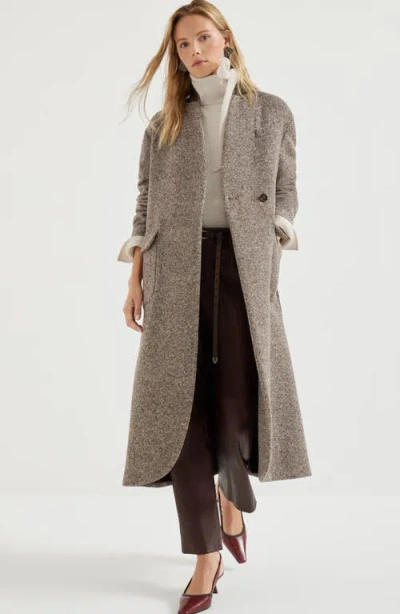 Brunello Cucinelli Coat With Monili In Brown