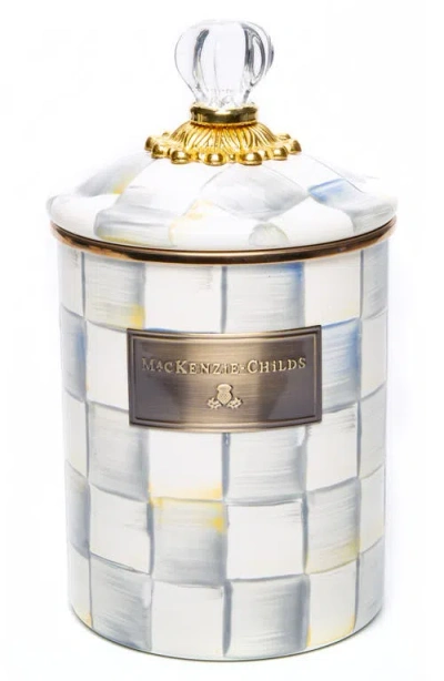 Mackenzie-childs Mackenzie Childs Sterling Check Enameled Steel Medium Canister In Blue