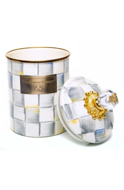 Mackenzie-childs Mackenzie Childs Sterling Check Enameled Steel Medium Canister In Blue